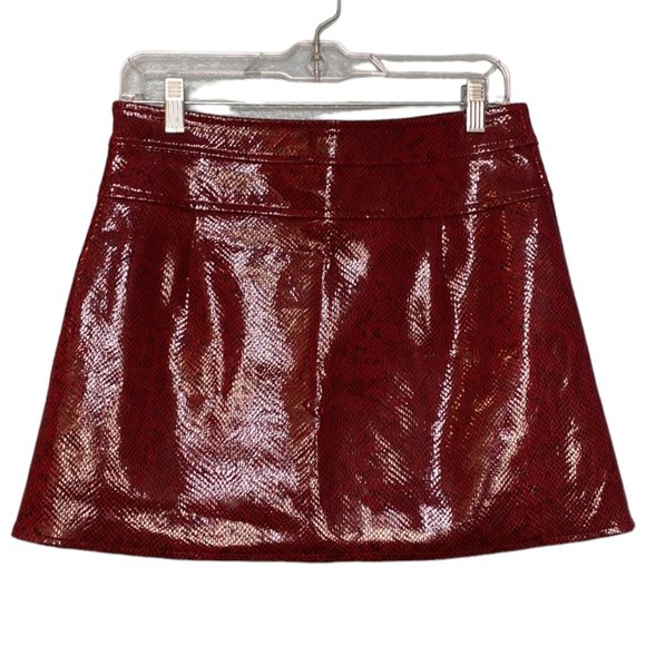 Zara Red Faux Snakeskin Mini Skirt - Picture 3 of 8